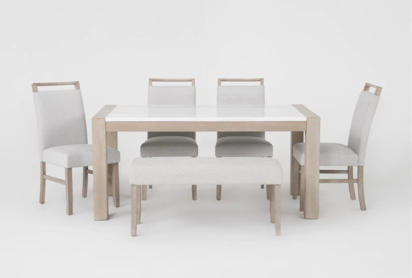 elian natural wood & white marble dining set elian natural wood & white marble dining set