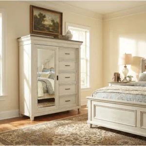 elodie white wood 5 drawer sliding door wardrobe