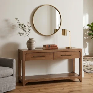 harlow wood 2 drawer entryway console table 4