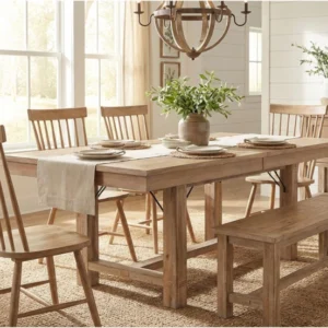 harrison natural wood extendable dining table 4