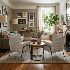 lacey brown round accent table set 7