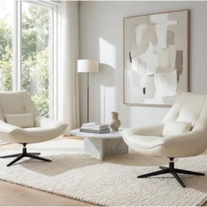 lennox cream faux leather swivel chair 6