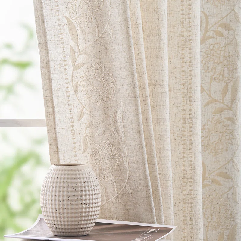 liora linen blend embroidered rod pocket curtains 3 liora linen blend embroidered rod pocket curtains 3