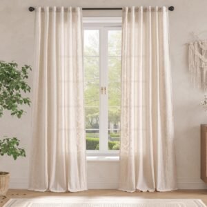 liora linen blend embroidered rod pocket curtains