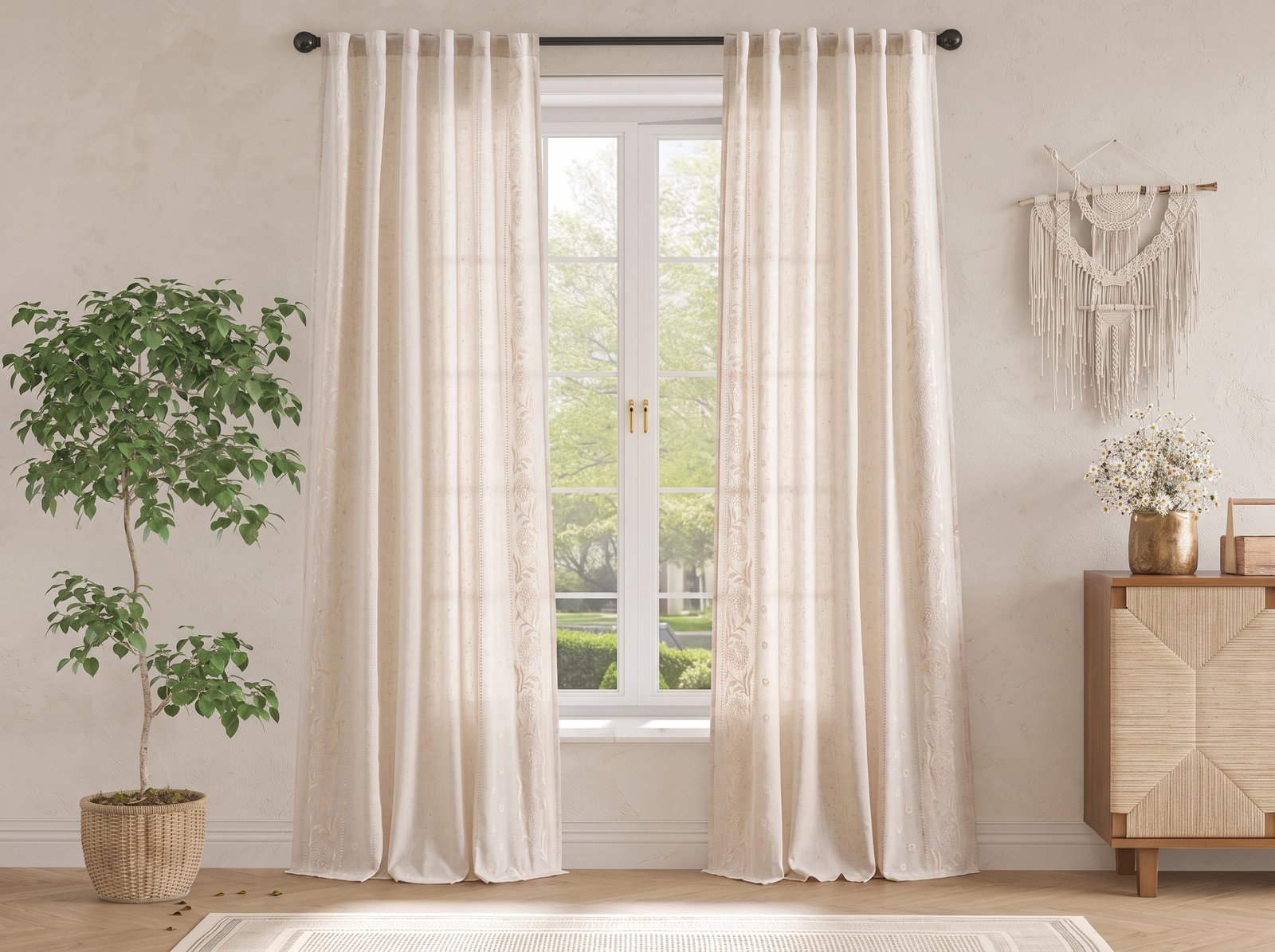 liora linen blend embroidered rod pocket curtains liora linen blend embroidered rod pocket curtains