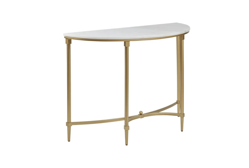 livia white marble & gold demilune console table livia white marble & gold demilune console table