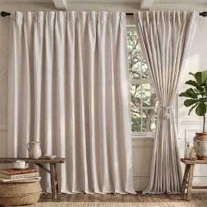 lunara blackout linen pinch pleat curtain set