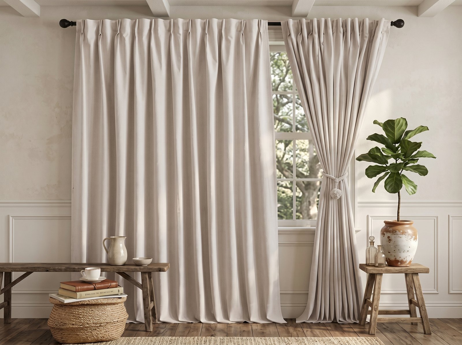 lunara blackout linen pinch pleat curtain set lunara blackout linen pinch pleat curtain set