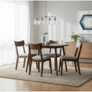 milo brown mid century wood dining set 6