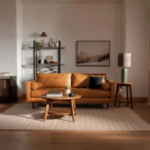 monroe caramel faux leather sofa 6
