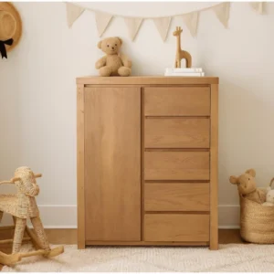 sienna natural wood 5 drawer 1 door wardrobe 6