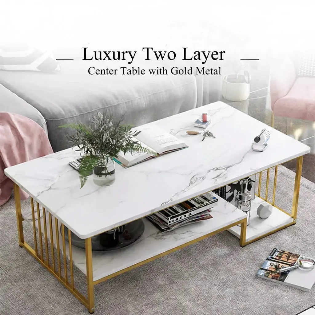 two layer center table with gold frame 2 two layer center table with gold frame 2