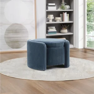 waverly blue corduroy ottoman 4