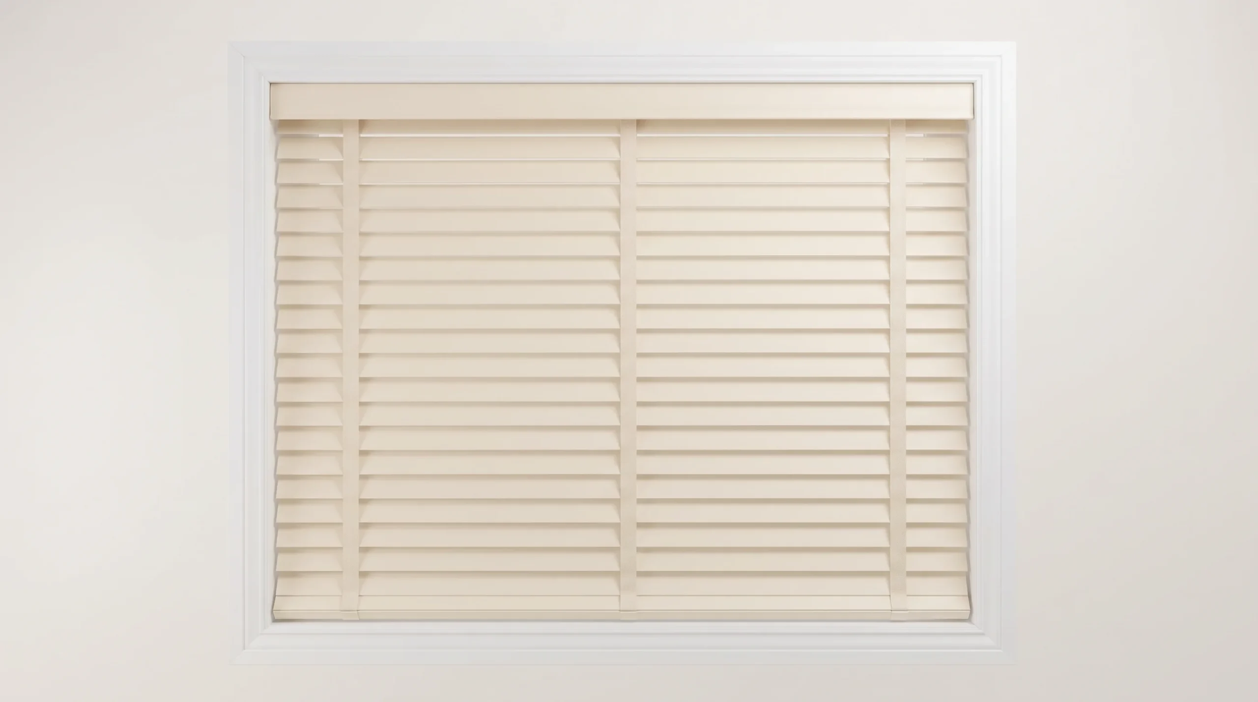cream faux wood blinds with fabric tapes cream faux wood blinds with fabric tapes