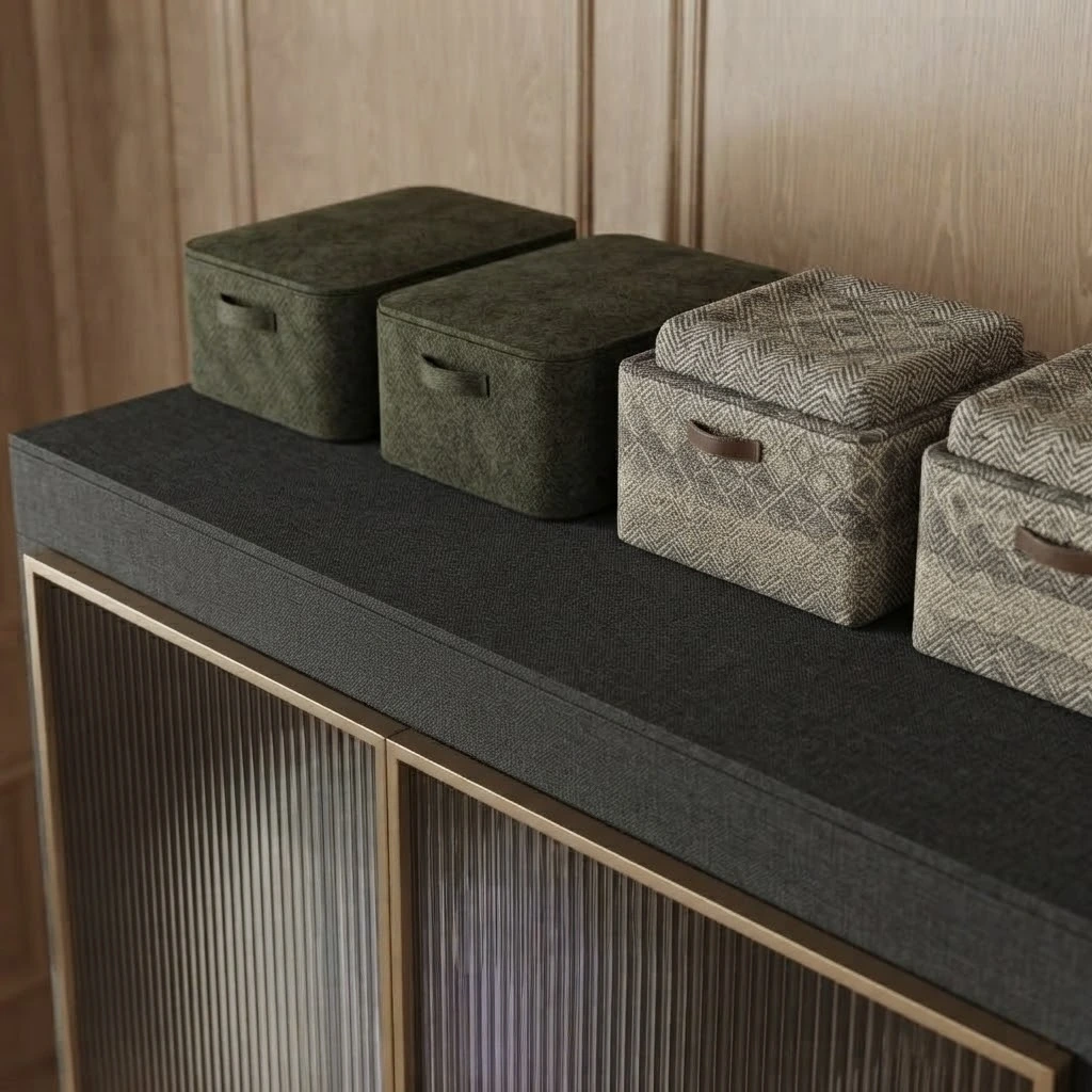 kinetixinteriors aveline fabric wardrobe top storage boxes closeup kinetixinteriors aveline fabric wardrobe top storage boxes closeup