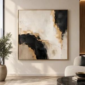 kinetixscaleinteriors gold framed abstract art angled living room
