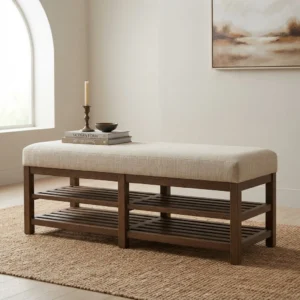kinetixscaleinteriors transitional storage bench neutral room arched window