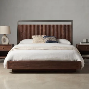 kinetixscaleinteriors walnut fluted headboard bedroom set front view