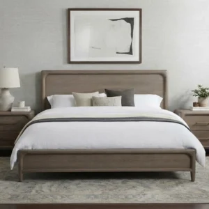 modern brown wood bedroom set with nightstands